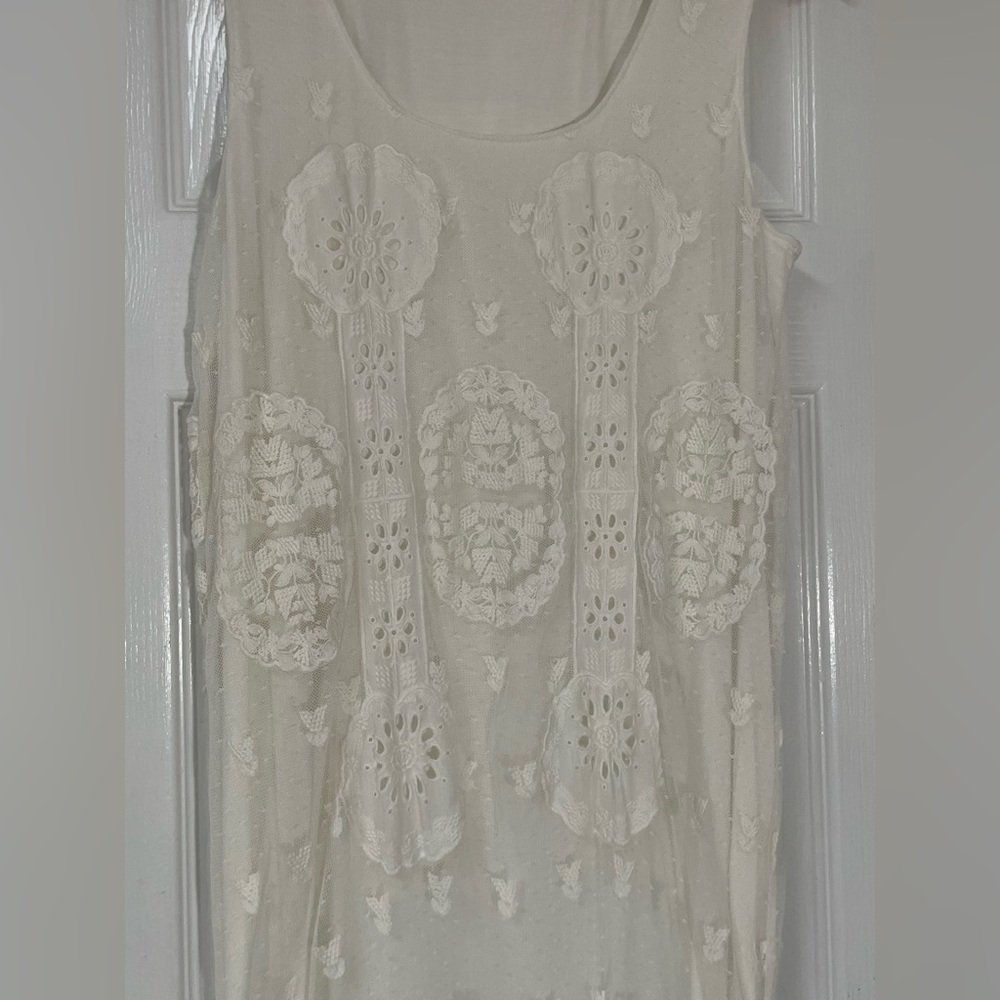 Sundance Dress Maxi Size Medium White Cream Embroidered Mesh Boho Spring Bridal - Picture 5 of 11